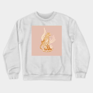 Lola, The Leopard / Wild Cat in Blush and Yellow Crewneck Sweatshirt